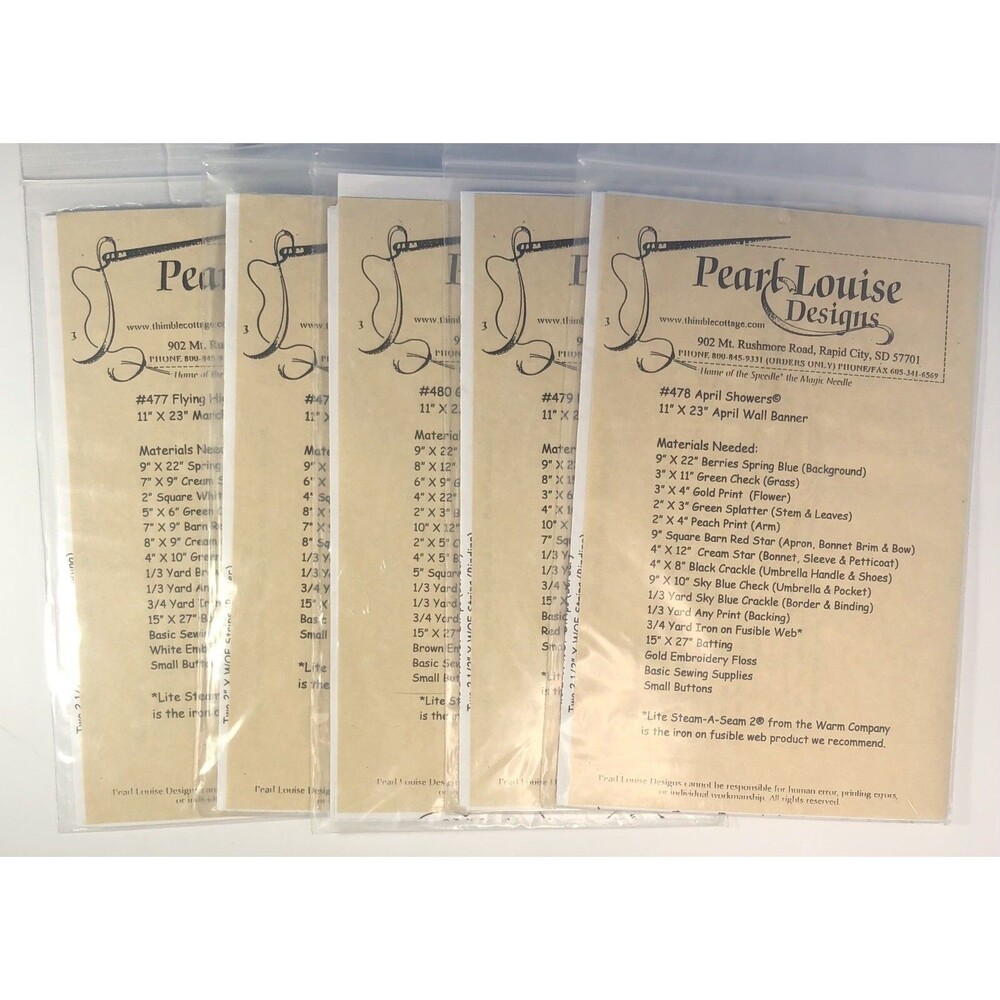 Lot of 5 QUILT Wall Banners - Pearl Louise Designs 476-480  Feb-Mar-Apr-May-June - Picture 2 of 8